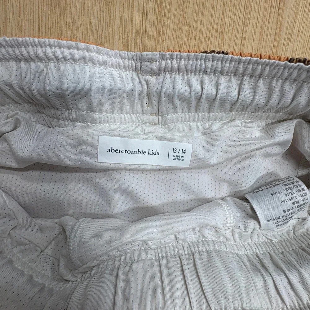 Abercrombie Kids Pizza Print Swim Trunks Orange Peach Board Shorts Size 13/14